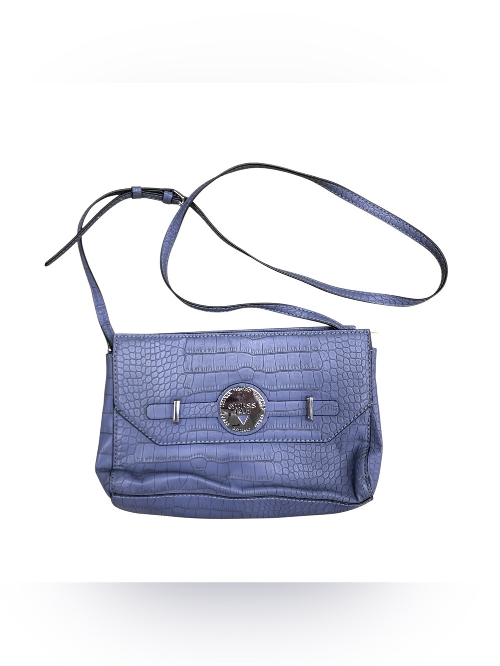 Guess by Marciano Croc-Embossed Crossbody Bag in Periwinkle